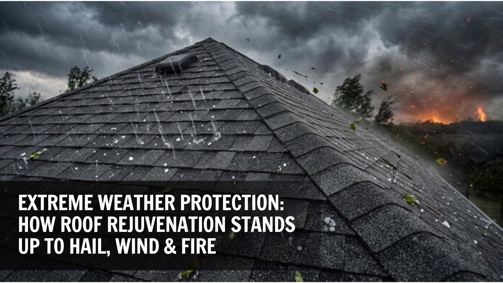 Asphalt roof withstanding hail, high wind, and ember exposure