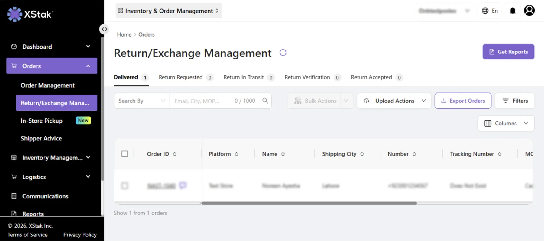 return and exchnage management