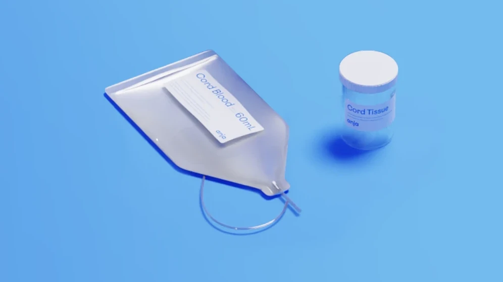 Anja cord blood bag and cord tissue jar