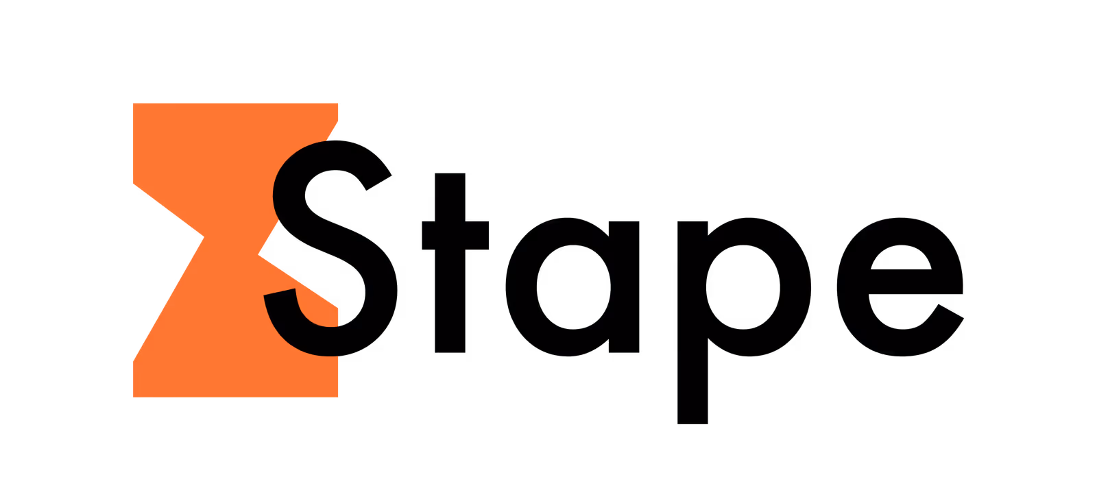 Stape company logo with the word 'Stape' in black and an orange stylized hourglass shape to the left.