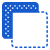 icon of blue outline square in front and blue square at the back
