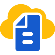 yellow cloud behind a blue document icon