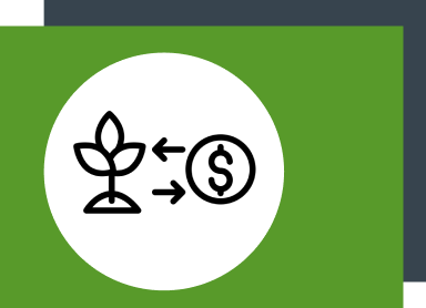 Grean box with image of plant and money 