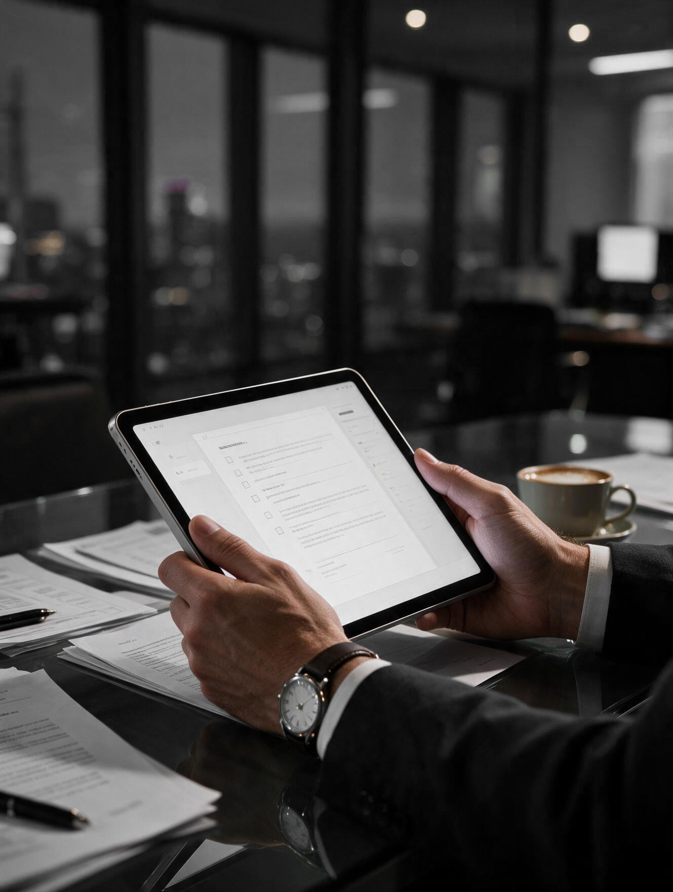 Equipe LocX analisando contratos de locação em tablet