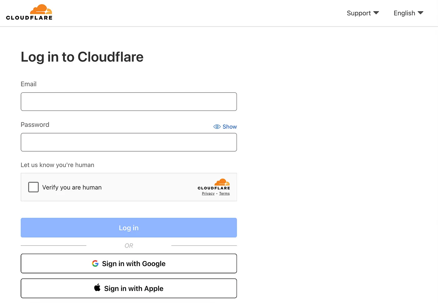 Sign up to Cloudflare