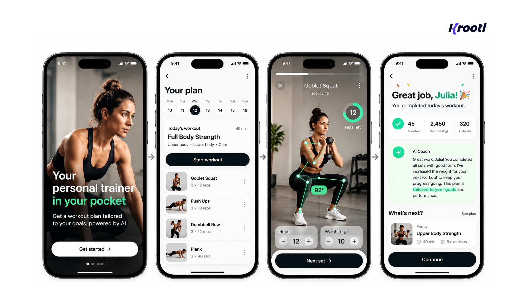AI Personal Trainer App Screens