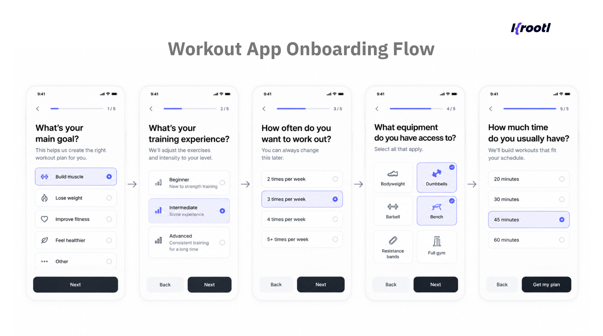 Workout App Onboarding flow