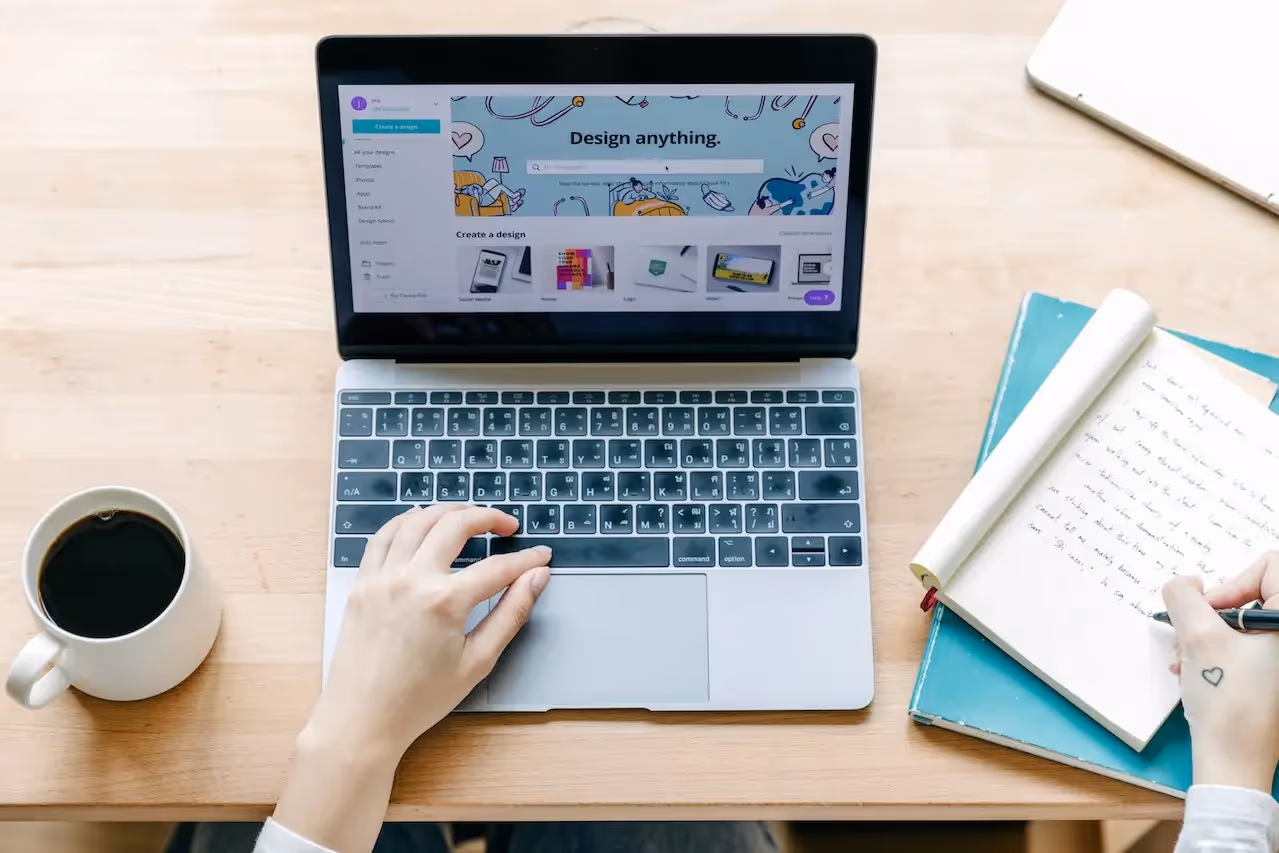 Content creator writing notes before creating graphics