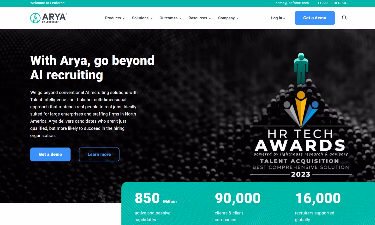 Arya by Leoforce Homepage