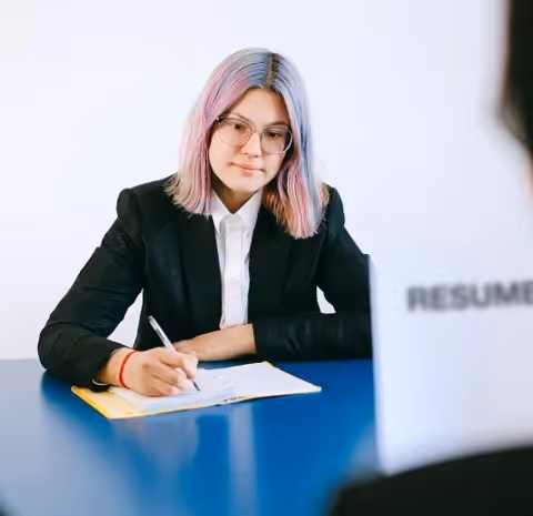 Woman at a job interview