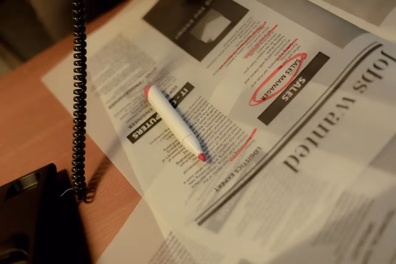 Job hunting on a newspaper