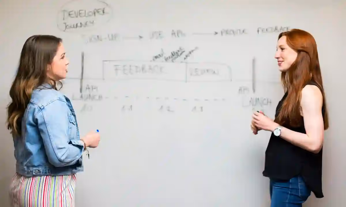 Two women discussing outsource software development  latam vs serbia