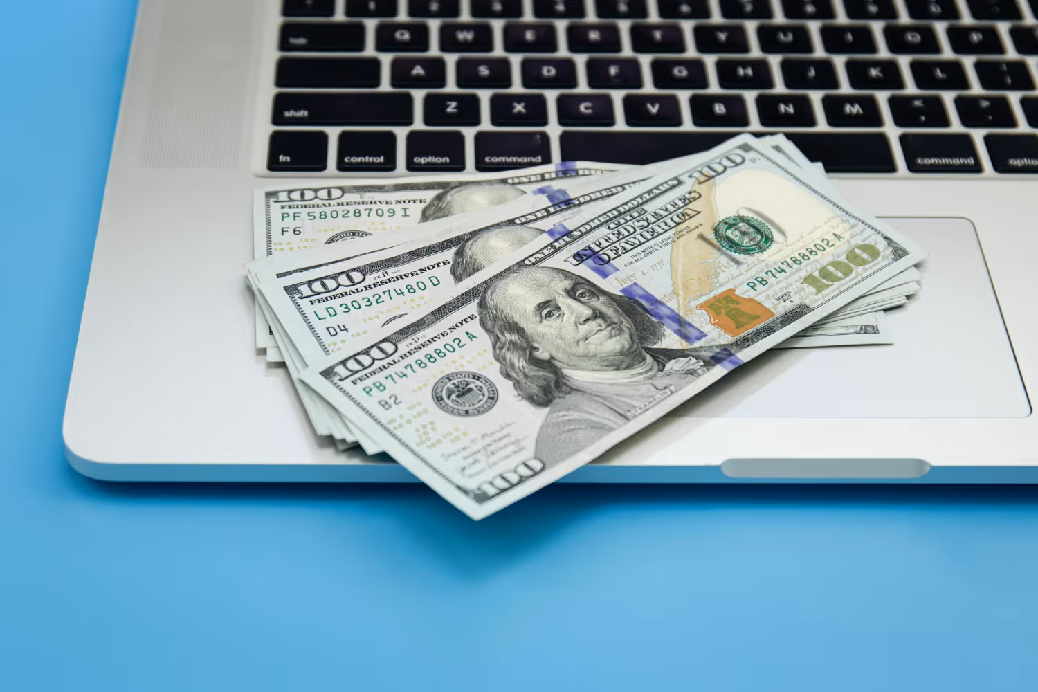 Money on a laptop