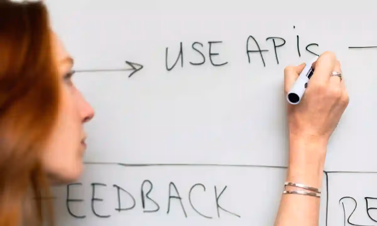 Person writing on a board for outsourcing appliation development projects