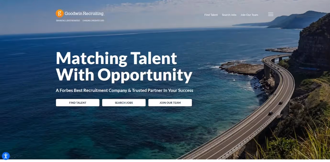 Image of Goodwin Recruiting website as a recruiting agency