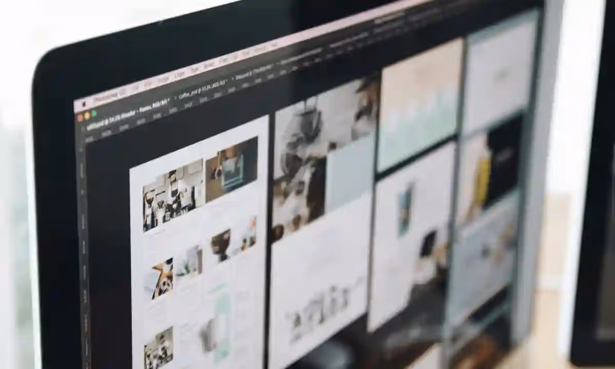 Screen showing layout mockups of a web graphic designer