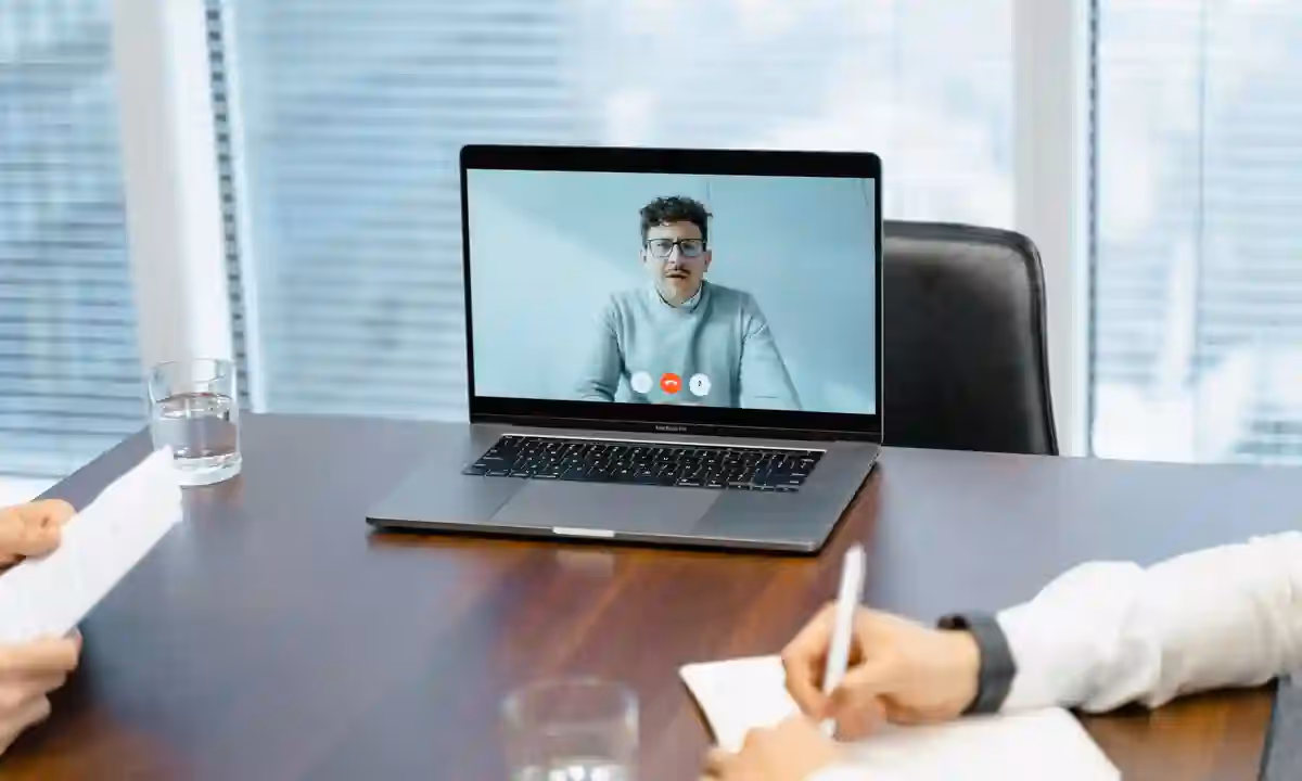 Remote data engineer interview in progress on laptop