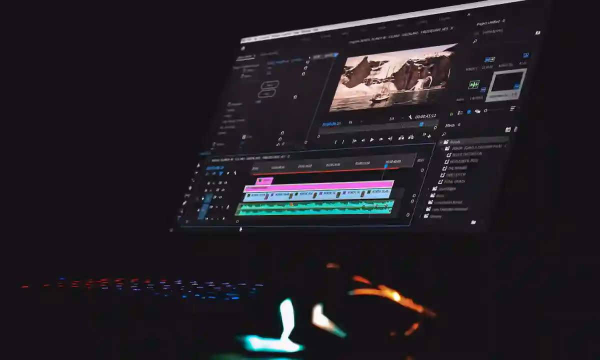 Screen showing video editing project workflow