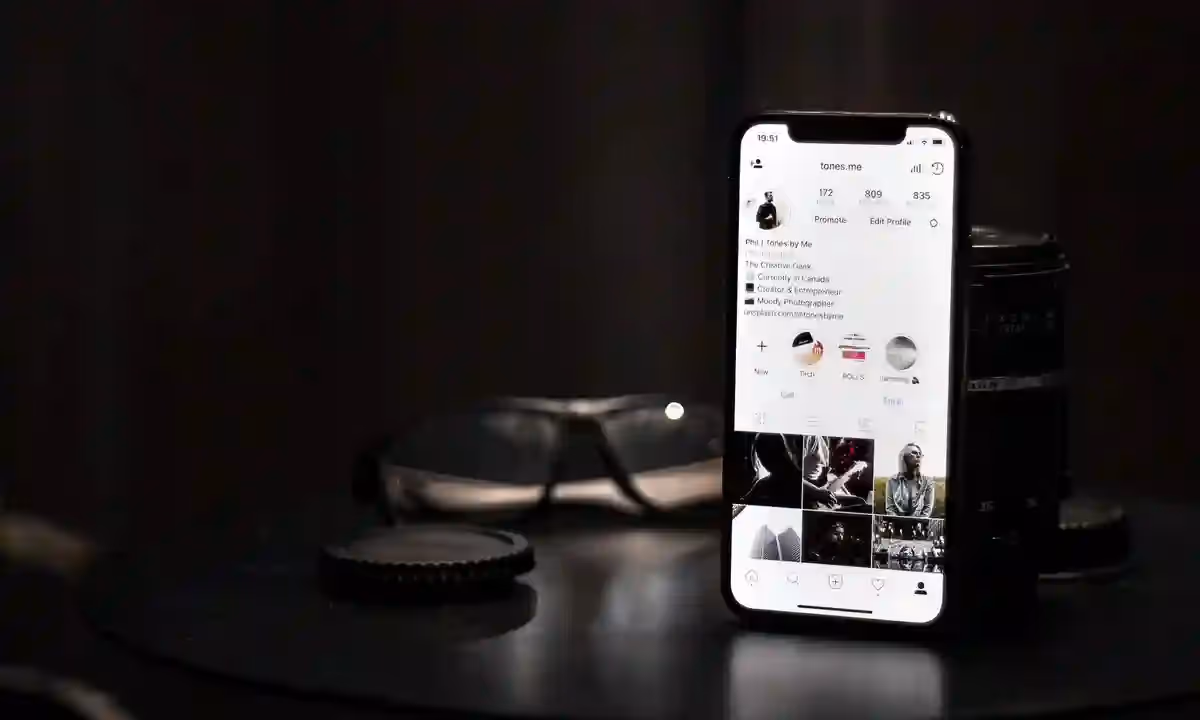 iPhone with Instagram app open.