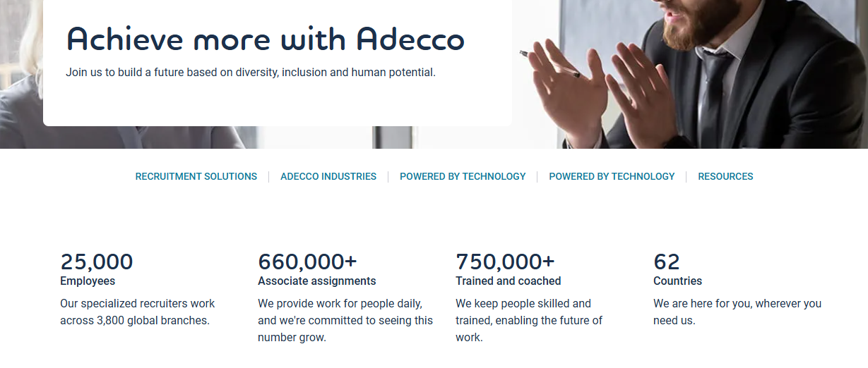 Adecco's page.