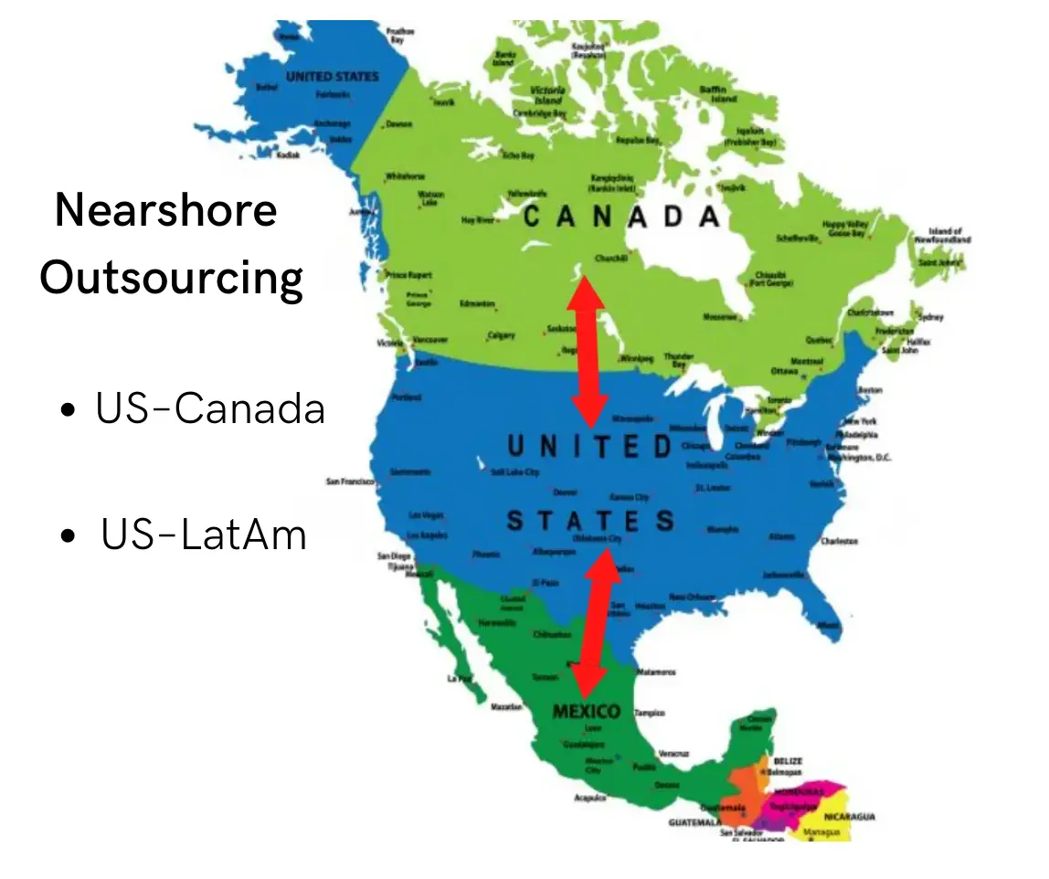 Nearshore outsourcing, map
