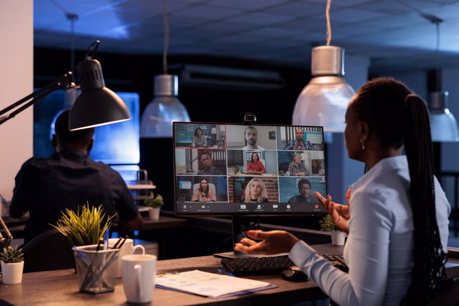woman on a virtual team meeting