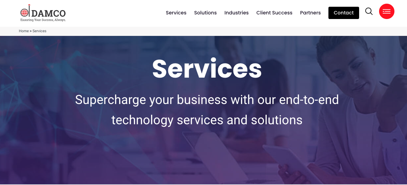 Damco Solutions' page.