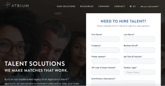 Atrium Staffing's page.