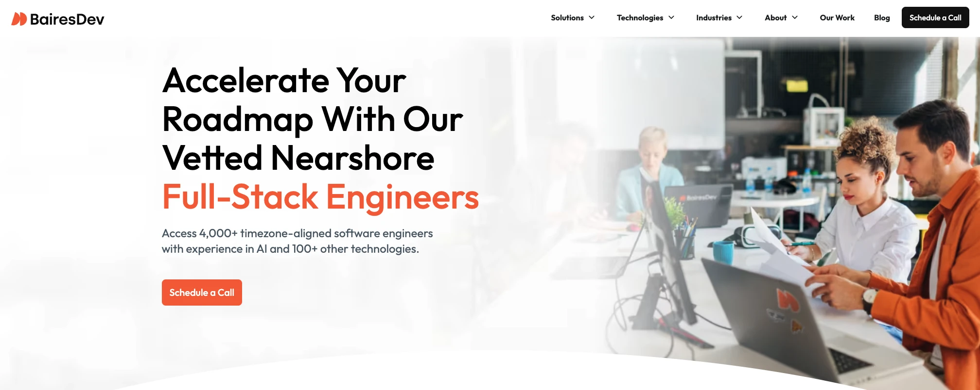 BairesDev's home page.