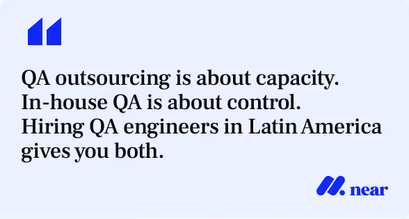 QA outsourcing is about capacity.In-house QA is about control.Hiring QA engineers in Latin America gives you both.