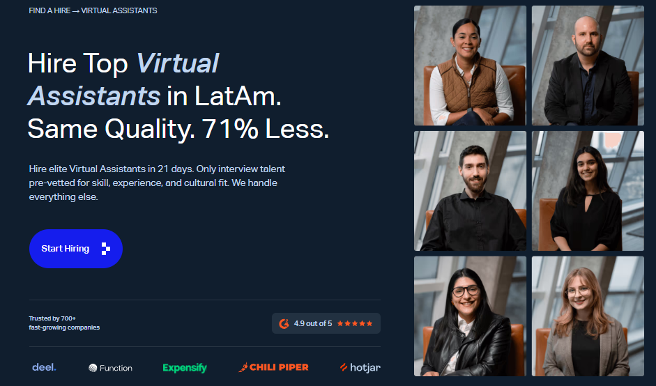 Near's hire virtual assistant page.