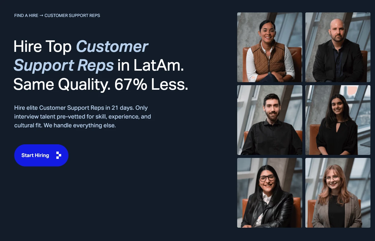 Near's hire customer support reps page.