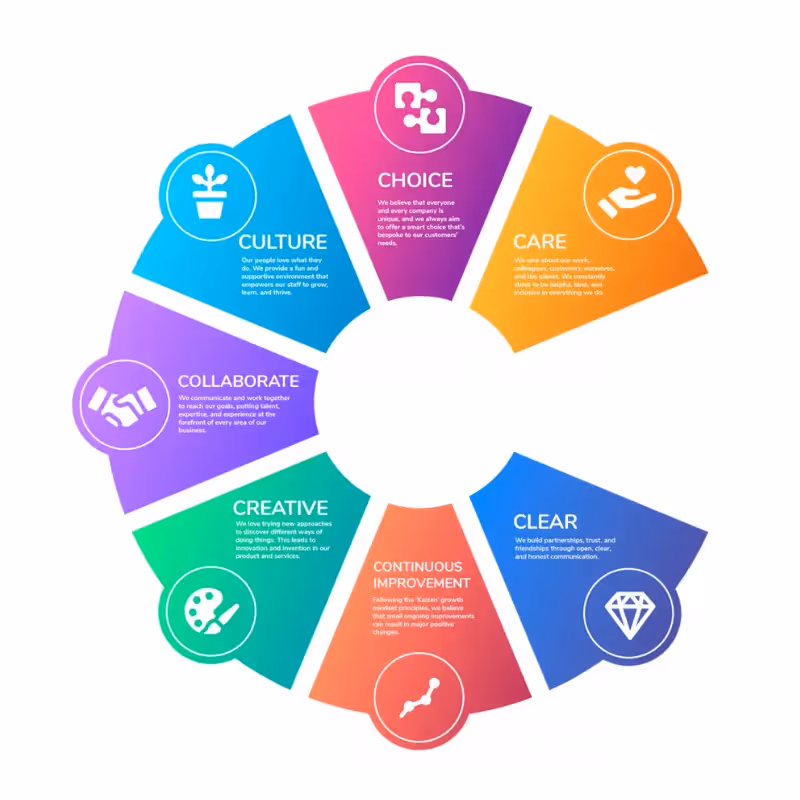 Company culture and values infographic