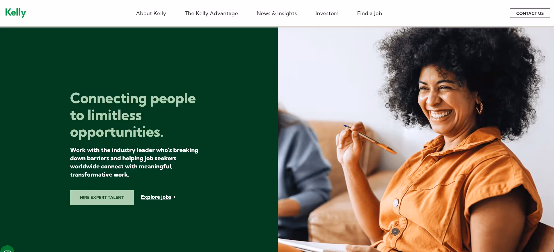 Kelly Services' home page.