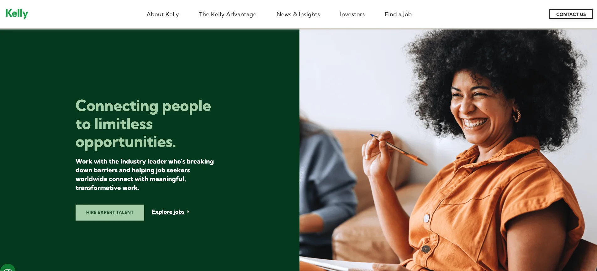 Kelly Services' home page.