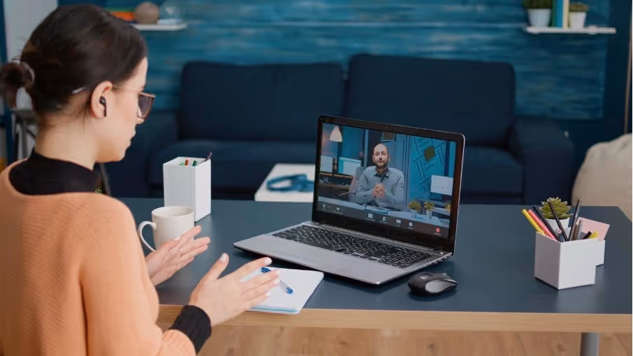 Woman asking the interview questions