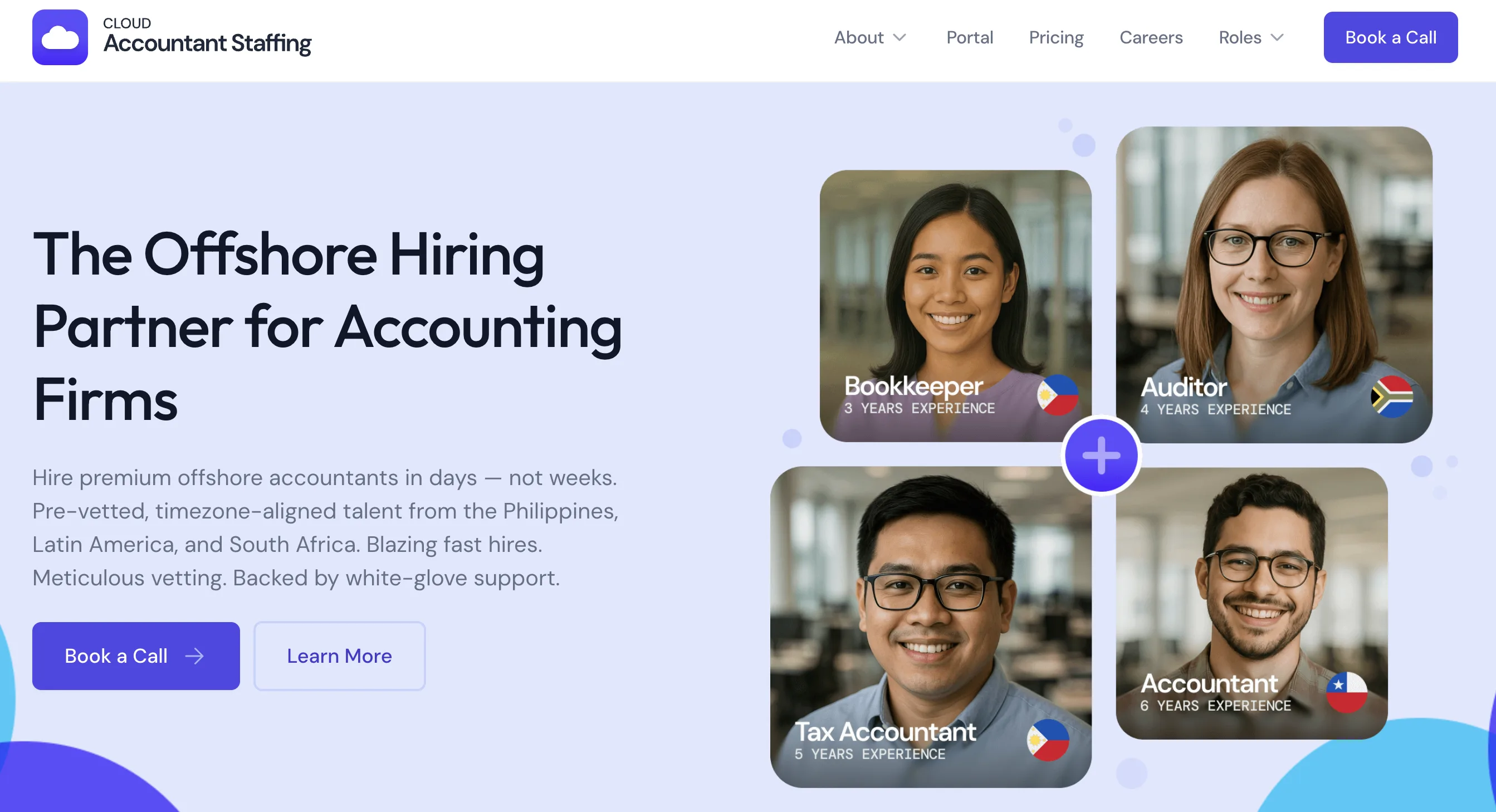 Cloud Accountant Staffing's home page.