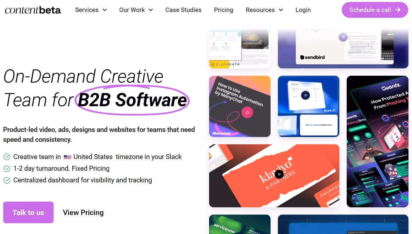 Content Beta's home page.
