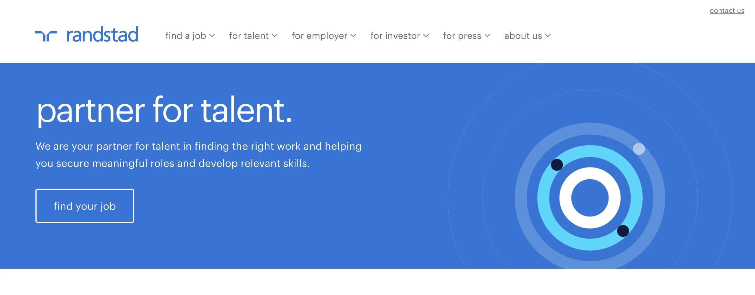 Randstad's home page.