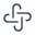 Abstract interlocking geometric cross icon.
