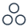 Three circles arranged in a triangle shape icon.