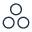 Three circles arranged in a triangle shape icon.