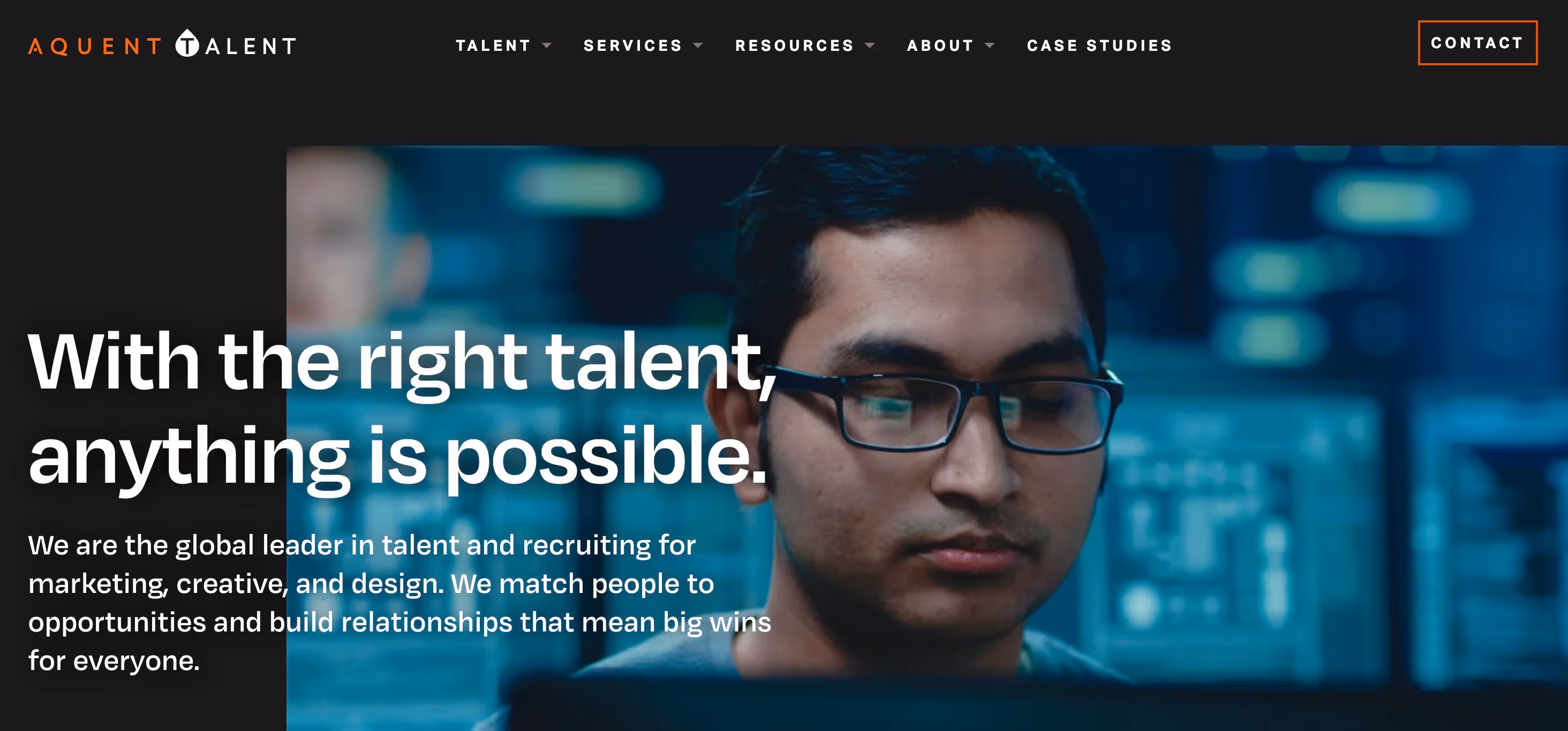 Aquent Talent's home page.