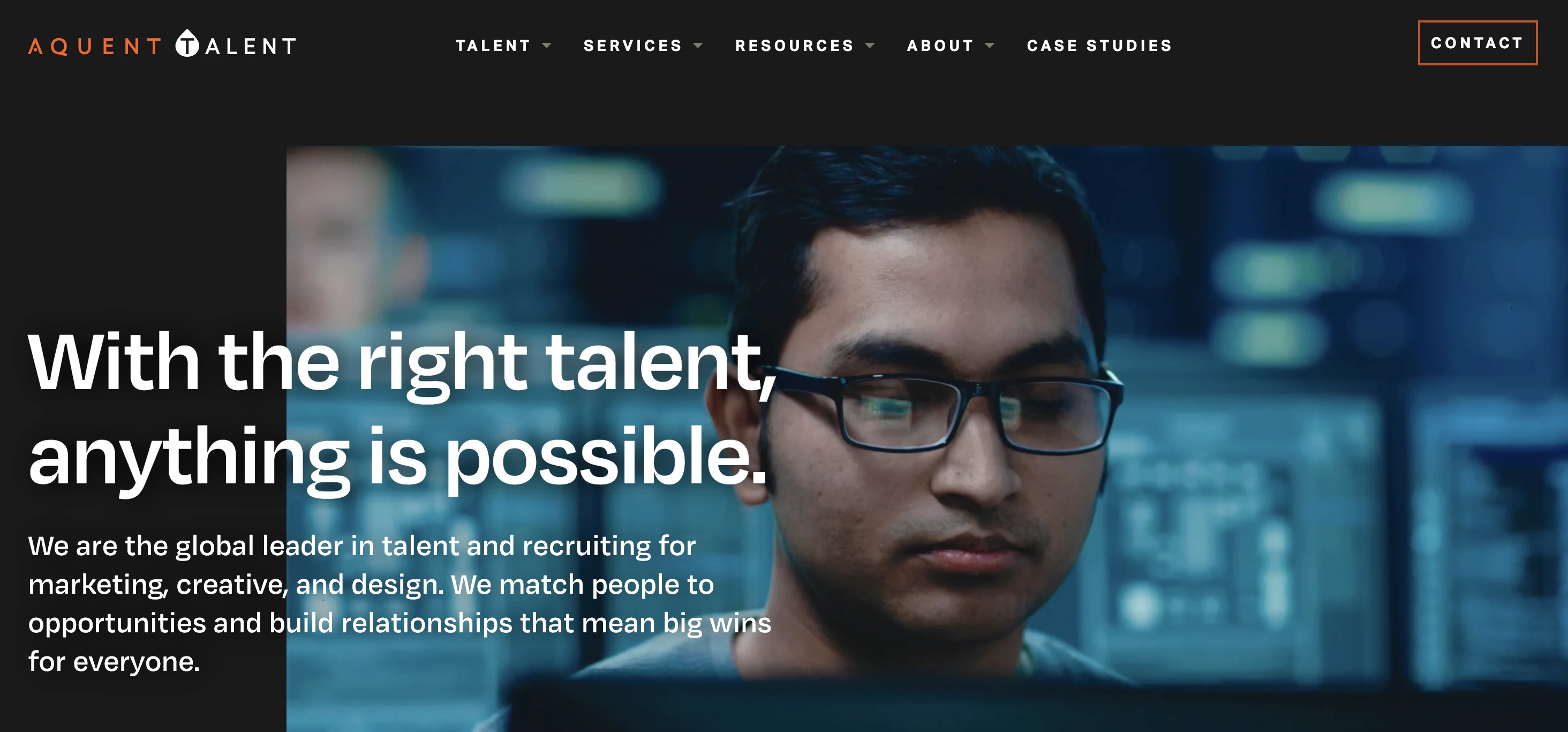 Aquent Talent's home page.