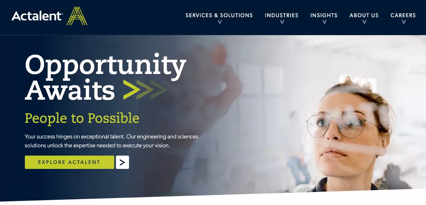 Actalent's home page.