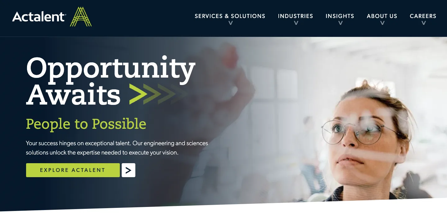 Actalent's home page.