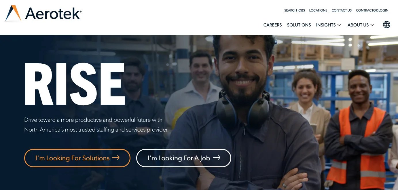 Aerotek's home page.