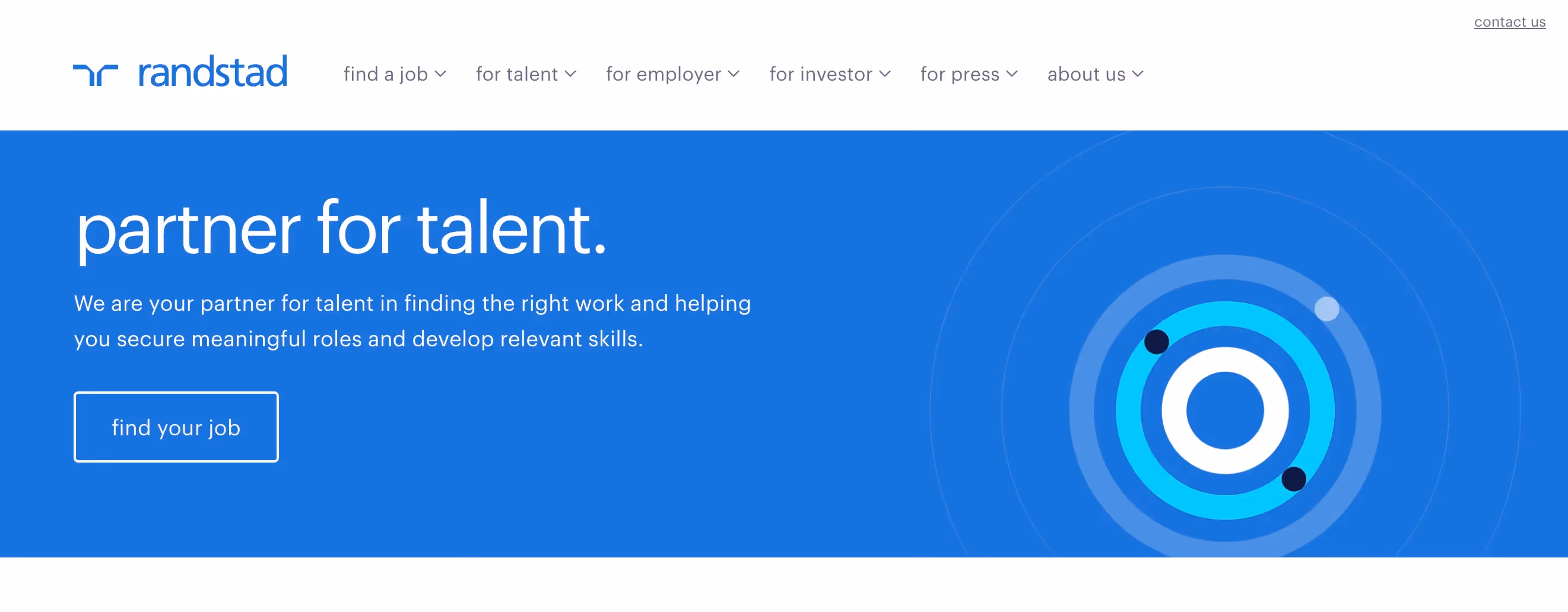 Randstad's home page.