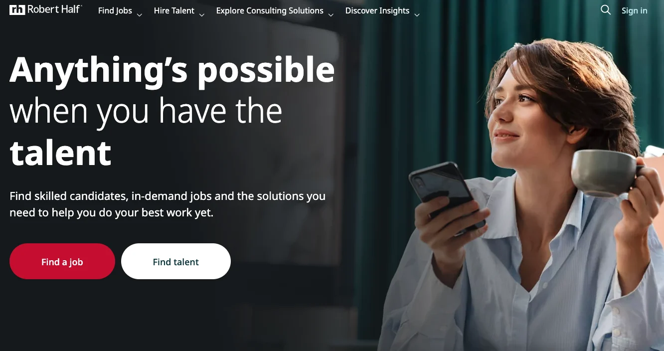 Robert Half's home page.