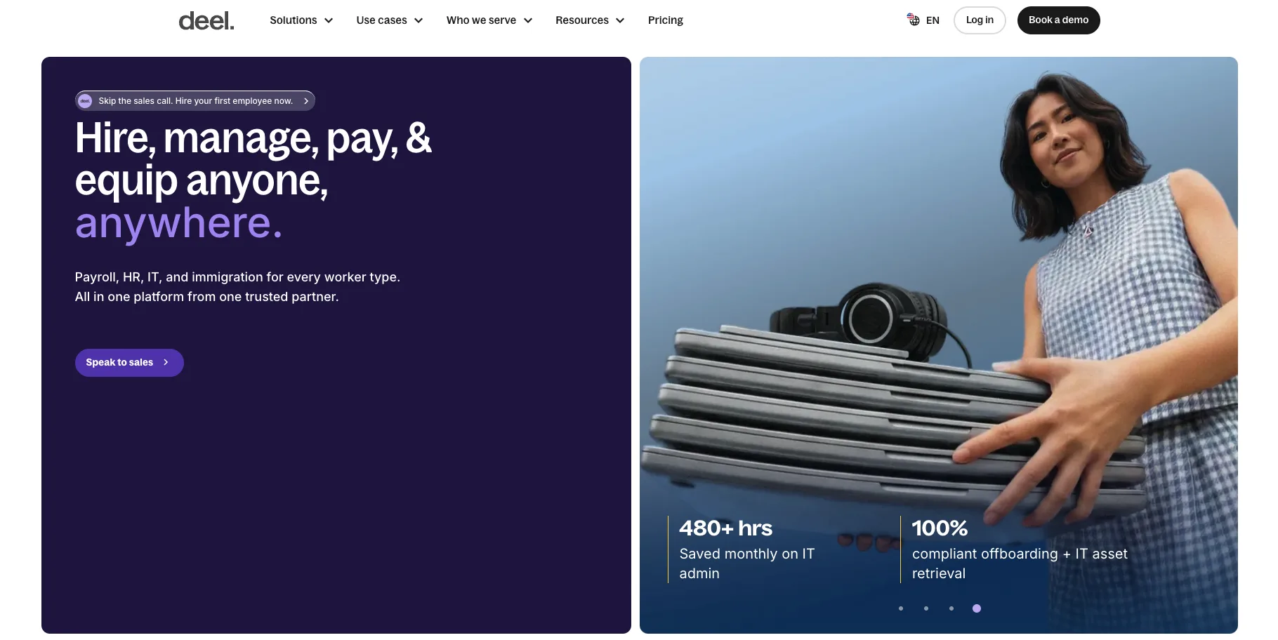 Deel's home page.